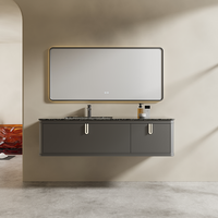 Meuble de salle de bain mural en MDF de style moderne, panneau peint, armoire avec miroir intelligent, fonction étanche, adapté aux maisons