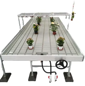 Adjustable ABS double layer Racks Rolling bench grow table agricultural nursery ebb&flow tables for greenhouse