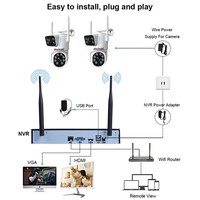 Caméra sans fil double écran 4MP 2ch ptz routeur sans fil connexion wifi Vision nocturne couleur Kit caméra audio bidirectionnel
