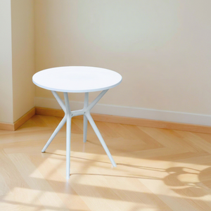 MN02 Round Outdoor <b>Table</b> 66cm Diameter Waterproof UV Resistant <b>Plastic</b> Top Minimalist Design for <b>Patio</b> Use 1 Year Warranty - Product Image 1