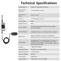 Medidor de Flujo Ultrasónico de Micro-Sensor Tipo Clamp-On, 4-20mA Analógico, para Líquidos y Aceite, Precisión +/-2%, Caudal de 0.1-5m/s
