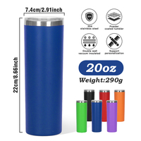 Bouteille d'eau isotherme en acier inoxydable de 20 oz, personnalisée, avec revêtement en poudre, gravure laser, gobelet droit et fin, vente en gros