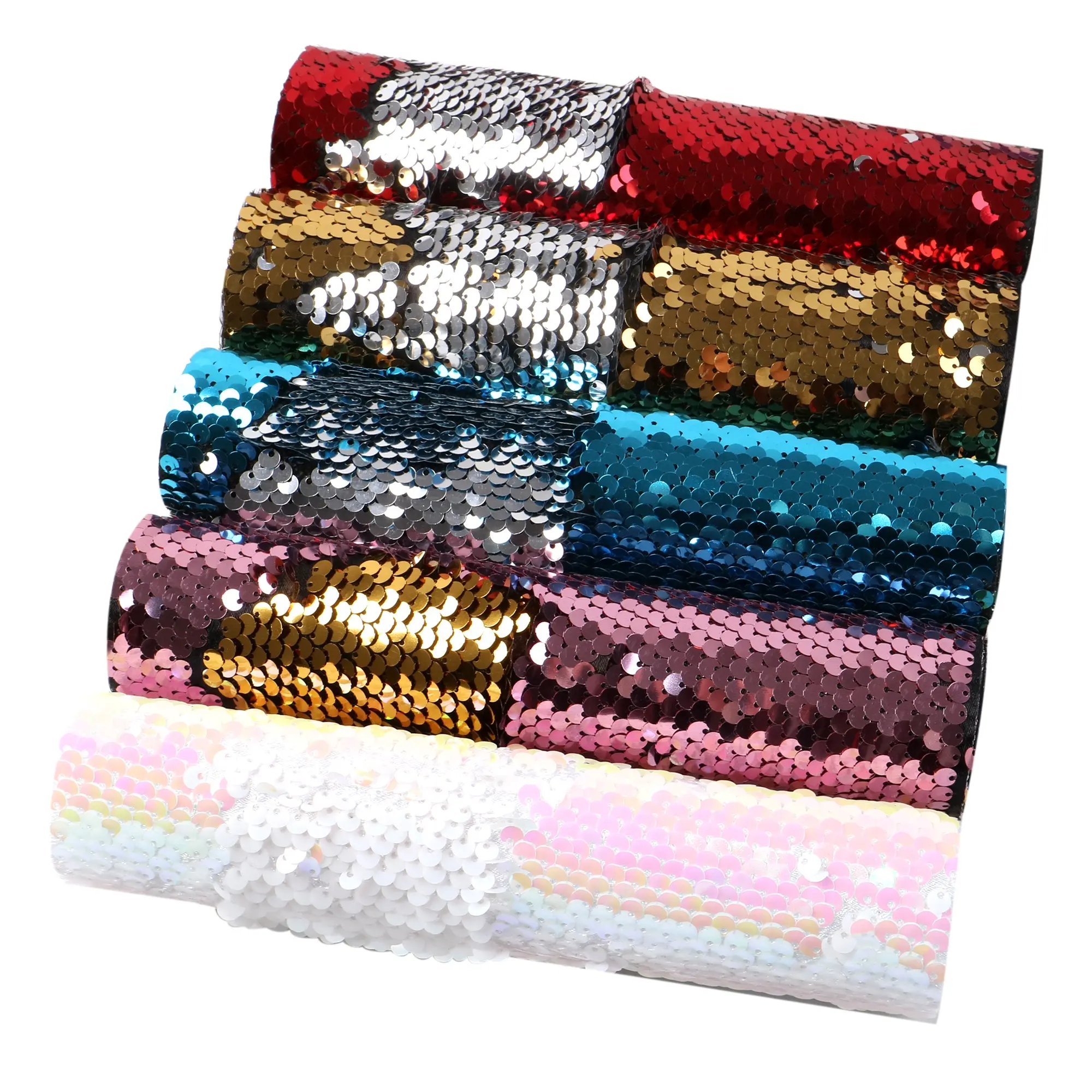 Wholesale Reversible Fish Scale Sequin Fabric Sheets Set For DIY 5pcs/set 80538