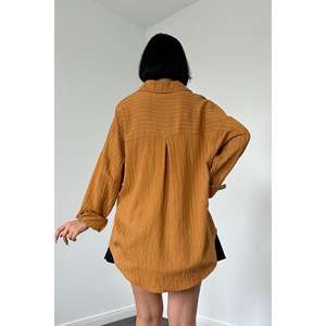 Chemise classique rayée en popeline pour femme, boutonnée, à porter au quotidien - Product Image 1