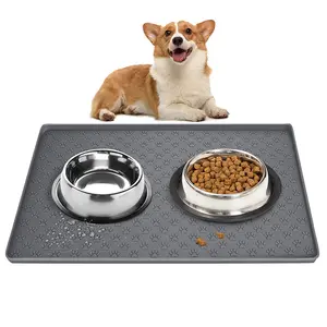 2023 grosir alas makanan hewan peliharaan alas bantalan AIR silikon tahan air mangkuk kucing anjing tikar desain unik