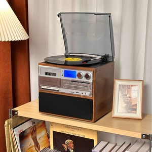 Lecteur <span class=keywords><strong>de</strong></span> disques vinyles rétro tout-en-un, lecteur <span class=keywords><strong>de</strong></span> cassettes, lecteur <span class=keywords><strong>de</strong></span> CD, sans fil, pour haut-parleur <span class=keywords><strong>de</strong></span> carte, multifonction, décoration, cadeau - Product Image 3