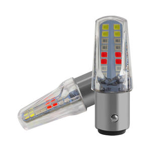 ไฟเบรค LED สำหรับรถยนต์และมอเตอร์ไซค์ 1157 2835 32SMD ไฟท้ายแบบกระพริบพร้อมเอฟเฟกต์สตรีมเมอร์ สามสี สภาพใหม่ หลอดไฟ - Product Image 5