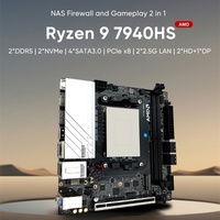 Placa Base para Juegos NAS con 2*2.5G LAN, AMD Ryzen 9 8945HS, R9 7940HS, R7 8745HS, 7840HS, Firewall, ITX, 4*SATA, 2*NVMe, PCIEx8