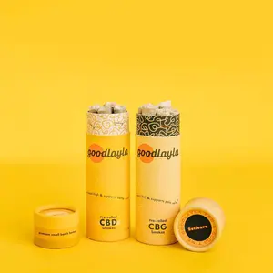 Biodegradable Custom Tea Kraft Paper Cardboard Tube Jar Round Tube Packaging Box For Powder With Lid