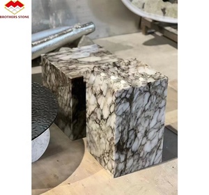 Lüks Modern İtalya Calcutta mermer taş Calacatta mavi beyaz çini mermer masa dekorasyon için