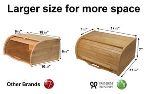 Contenedor de pan de bambú con <span class=keywords><strong>tapa</strong></span> enrollable clásica <span class=keywords><strong>grande</strong></span> de madera personalizada de fábrica, organizador de mostrador de cocina para mostrador de cocina, caja de pan - Product Image 3