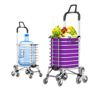 Chariot de courses pliable à huit roues en aluminium, avec revêtement en poudre, pour la maison, chariot à main pour monter les escaliers, petite remorque