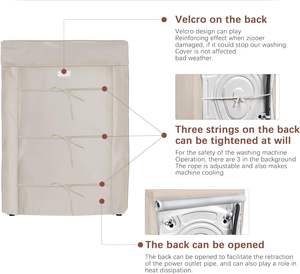 Housse de protection pour <span class=keywords><strong>lave</strong></span>-<span class=keywords><strong>linge</strong></span> et sèche-<span class=keywords><strong>linge</strong></span> à chargement frontal en tissu Oxford, avec fermeture éclair - Product Image 4