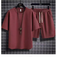 En Gros Ensemble T-shirt Court et Pantalon Court pour Hommes, Décontracté, Respirant et Séchage Rapide, Motif Imprimé, Mode d'Été