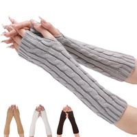 Vente directe usine : Gants longs en acrylique unisexe, Chaussettes longues d'hiver, Gants mi-doigts en acrylique tricotés torsadés
