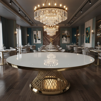 Vente en gros de tables de mariage de luxe table de banquet avec cadre en acier inoxydable pour hôtels, salles à manger et salons, prix d'usine