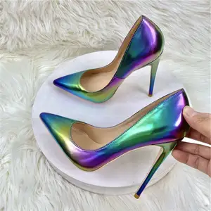 Scarpe da donna con tacco Sexy a spillo con tacco color Neon arcobaleno