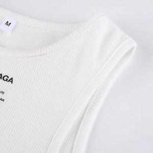 قمم عالية الجودة مخصصة مجهزة الأساسية أعلى مضلع المرأة تانك قمم المحاصيل البيضاء للنساء - Product Image 4