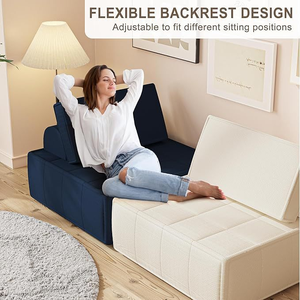 Juego de Sofá Cama Cuadrado con Relleno de Esponja de Alta Densidad Durale, Tapizado en Tela, Sofá Seccional para Apartamento - Product Image 3