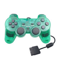 Manette de jeu à vibration filaire Manette de jeu vidéo sans fil PS2 pour Playstation 2 joystick transparent clair