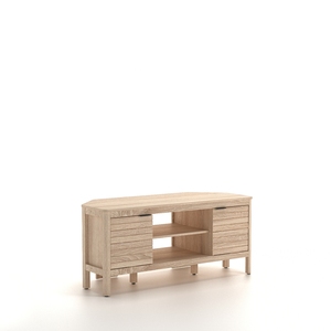 ตู้วางทีวีมุมทันสมัยพร้อมลิ้นชัก ชั้นวางแบบเปิด และด้านหน้าแบบระแนง - Product Image 2