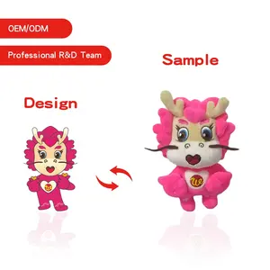 Personalized Design Custom Pink Polychromatic Dragon Plush Toy Supplier Custom Soft Toys Stuffed