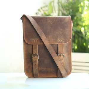 Genuine Leather High Quality Fashion Messenger Travel <b>Laptop</b> Sleeve Bag with Adjustable Strap - Product Image 1