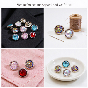 Colored Faceted Crystal Rhinestone Metal <b>Buttons</b> Silver Tone Gear Edge Round Sew On <b>Buttons</b> for Garment Dress <b>Coat</b> Bag - Product Image 2