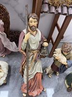 Crèches de Noël de 12 pouces avec grange de la Nativité, statue de la Sainte Famille, Jésus-Enfant dans le berceau, ornement de crèche de Noël, décoration de Noël pour l'église et la maison