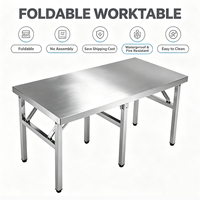 Table de travail pliable en acier inoxydable 304 pour marché, stand et restauration