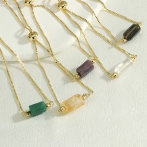 Pulsera de cuentas hecha a mano para mujer, cadena de oro minimalista con piedra natural ajustable, joyería curativa de ágata - Product Image 4