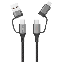 Câble de charge rapide Miccell en gros 4-en-1 USB-C vers USB-C, câble de données tressé pour iPhone, Xiaomi