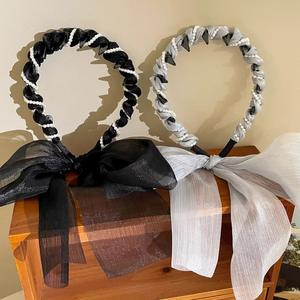 Cinta con cuentas de perlas coreanas, diadema trenzada, temperamento, bufanda para el pelo, diadema integrada, horquilla dentada - Product Image 2