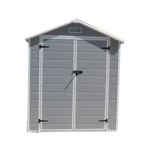 Outdoor Plastic Frame Gray Surface Double Swing Door HDPE Garden utility Storage shed