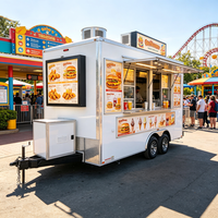 Remorque alimentaire commerciale avec boîte lumineuse pour menu et station de friteuse pour poulet frit dans un parc à thème d'Orlando
