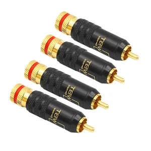 Conector de solda WBT-0144 rca, macho banhado a ouro de cobre, plugue adaptador de parafusos, travamento de solda, cabo de vídeo e áudio