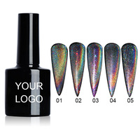 Yidingcheng private label super 8ml 15ml 30 ml colore lucido vegan gel uv rainbow cat eye top coat
