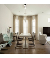 Table de restaurant en pierre artificielle au toucher, design d'intérieur élégant et artistique
