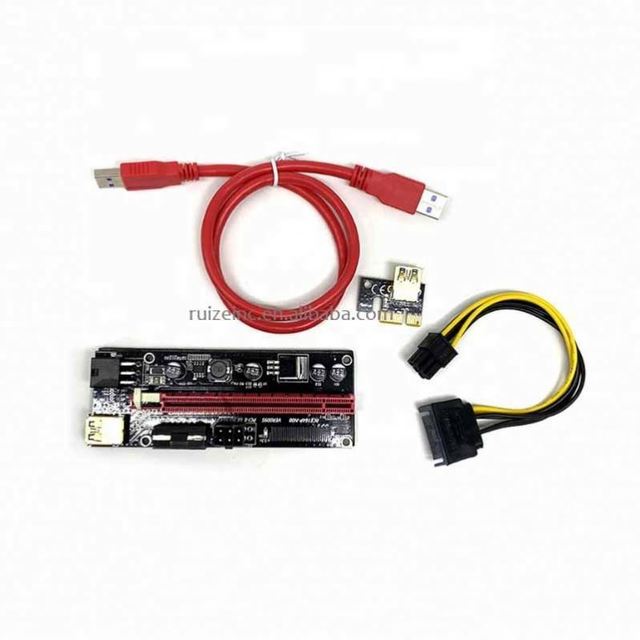 VER009S PCI-E Riser Card 009S PCI Express PCIE 1X to 16X Extender 1M 0.6M USB 3.0 Cable to 6Pin Power for Video Card