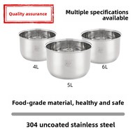 Cuve de cuiseur à riz en acier inoxydable 304, 2-6L, non revêtue, fond multi-couches épaissi, BY-7, sans alimentation électrique