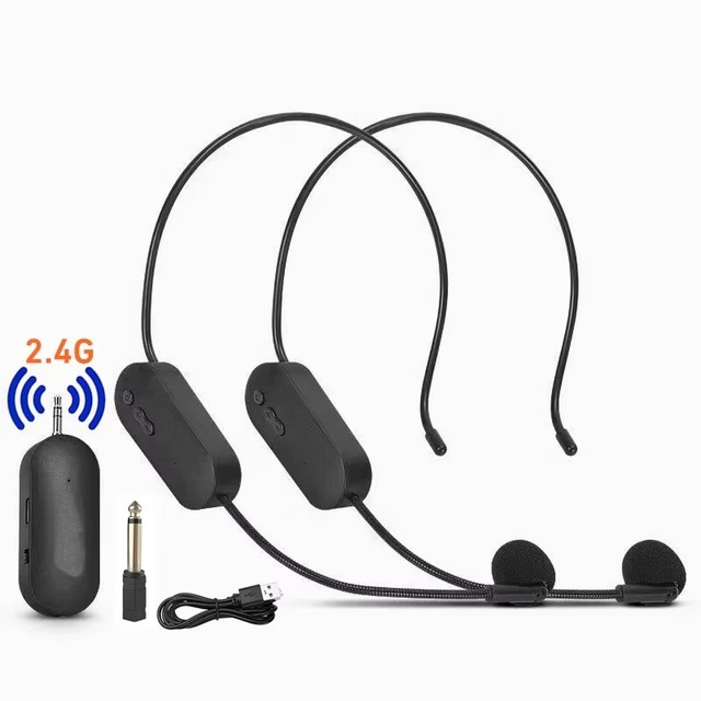 Portable Mini 2.4Ghz 2 in 1 Headset Mic Headworn Wireless Microphone for Voice Loudspeakers Amplifiers Teaching Headset