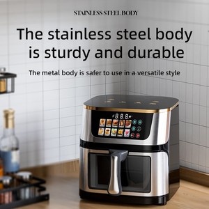 Friteuse à air numérique en acier inoxydable de 10 L grande capacité avec fenêtre de visualisation et commande tactile, cuisson sans huile, convection intelligente - Product Image 1
