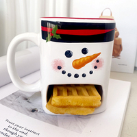 Vente en gros Tasse à café en céramique à l'échelle design Panda Porte-biscuits Tasse à biscuits de poche en grès avec poche