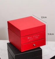 Boîte de présentation de bijoux en verre de luxe imprimée carrée pour le Nouvel An chinois avec fleurs préservées et sérigraphie artisanale
