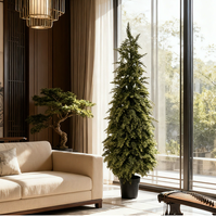 Plante de cèdre au toucher réel, arbre de pin vert en plastique, décoration artificielle debout pour hôtel, restaurant, jardin