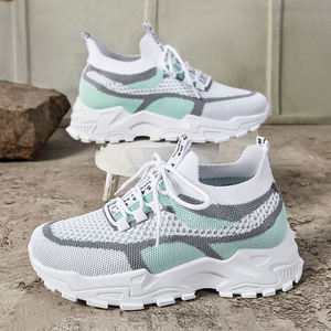 Women's Casual Lace-Up <b>Sneakers</b> Breathable Outdoor Flying Woven Walking Shoes Comfortable Mesh PVC Insole Shoes - Product Image 2