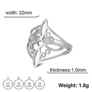 Acier Inoxydable 316L Pvd Plaqué Or 18k Bague Noeud de Sorcière Sacrée Nœud Celtique Magique Wiccan Amulette Cadeau Pour Femme Unisexe - Product Image 6