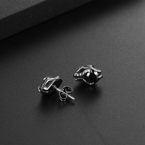 <b>Stud</b> Earrings Tibetan <b>Silver</b> Black Zircon Claw Setting Geometry Design Party Women's Fashion Jewelry CF150 - Product Image 3