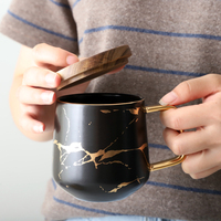Tasse à thé de style nordique, en céramique et marbre, avec poignée dorée, de haute qualité, service à café, idée cadeau, vente en gros, 6 pièces