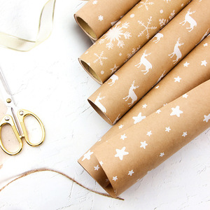 5 Pezzi di Carta da Regalo Kraft Vintage con Albero di <span class=keywords><strong>Natale</strong></span> e Fiocchi di Neve, Riciclabile, per Regali Festivi, Confezioni Fai-da-Te, Decorazioni per Feste - Product Image 3